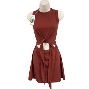 Elegant Sleeveless Brown Dress